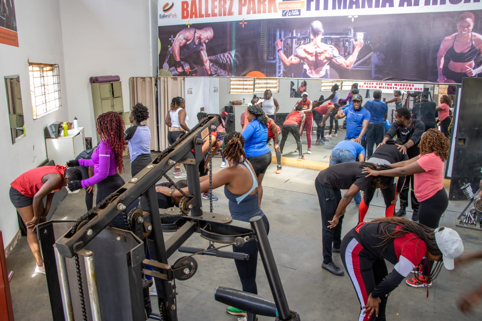 A busy community fitness session at Ballerz Sports Park